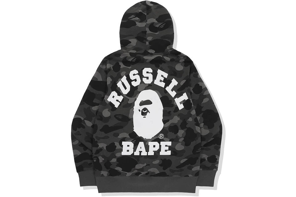 BAPE x Russell Color Camo College Pullover Hoodie Black