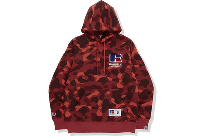 BAPE x Russell Color Camo College Pullover Hoodie Red