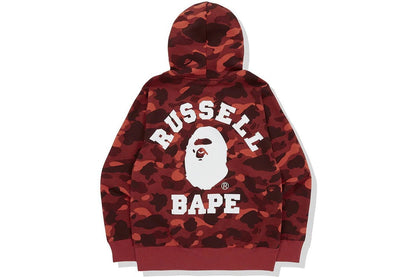 BAPE x Russell Color Camo College Pullover Hoodie Red