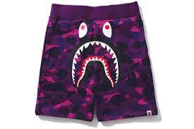 BAPE Color Camo Shark Sweat Shorts Purple