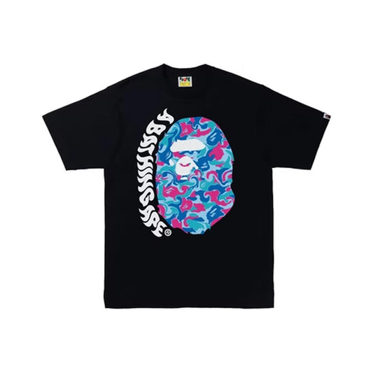 BAPE Marble Camo Ape Head Tee Black