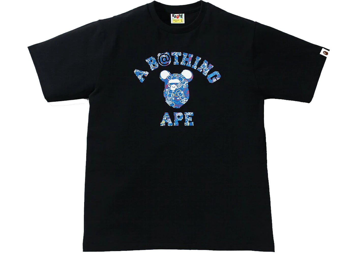 BAPE x Medicom Toy Bearbrick Camo Bear College Tee Black