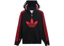 BAPE x adidas Shark Fleece Full Zip Hoodie Black