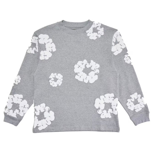 denim tears wreath long sleeve t-shirt grey