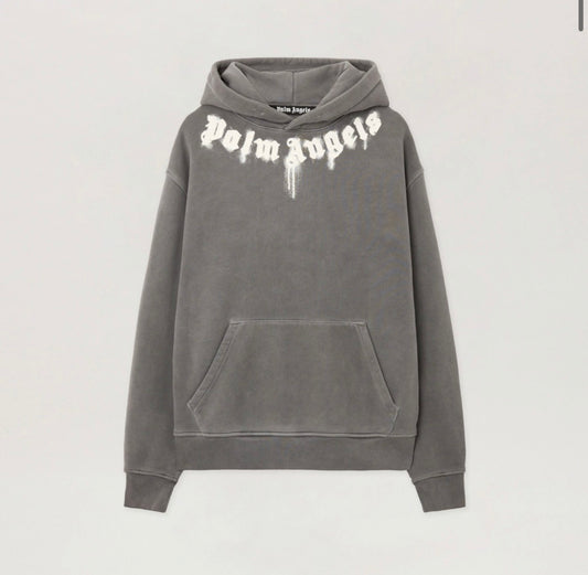 Palm Angels Spray Paint Grey Pullover Hoodie