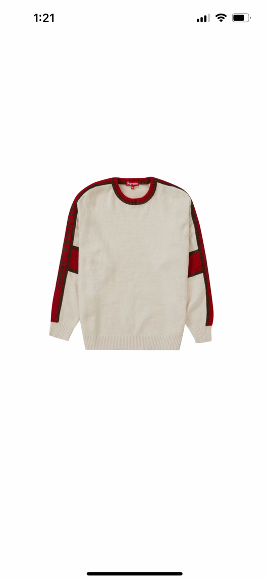Supreme Stripe Chenille Sweater White