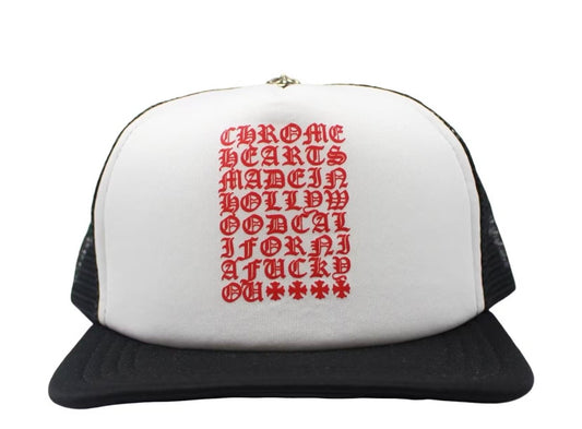 Chrome Hearts Eyechart Trucker Hat Black/White/Red