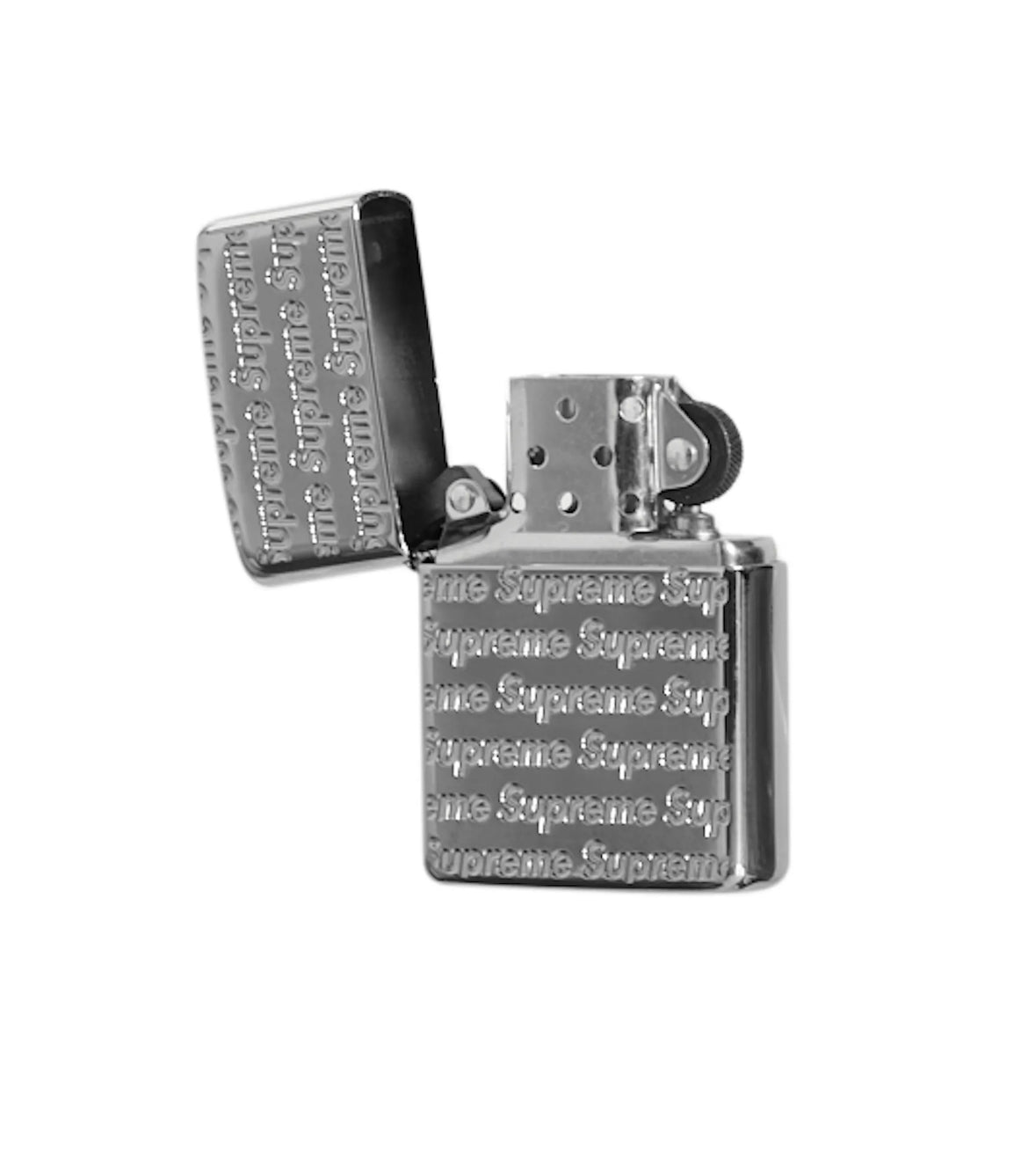 Supreme Repeat Engraved Zippo Silver