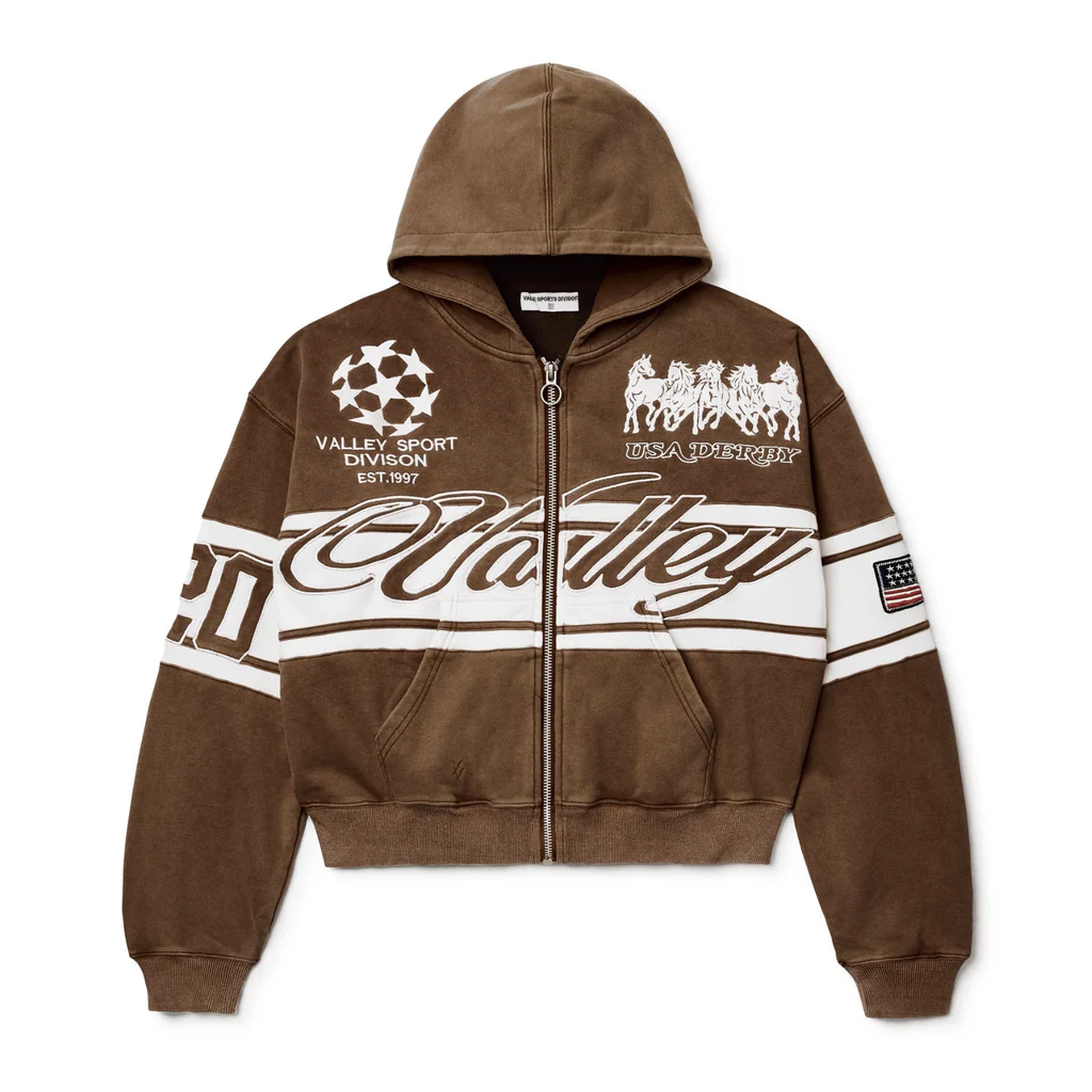 Vale Forever Valley Fest Zip Up Hoodie Brown