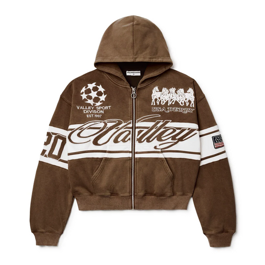 Vale Forever Valley Fest Zip Up Hoodie Brown