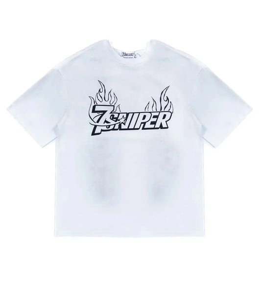 Triple Sevens x Sniper Gang 7Sniper Flame Tee White