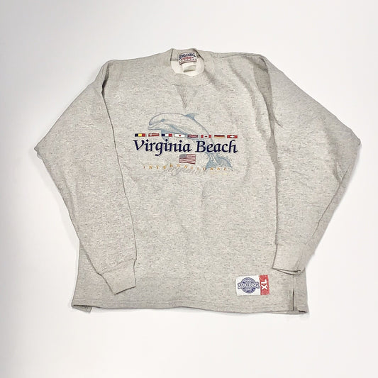 Vintage Virginia Beach Spalding Crewneck Sweater Grey