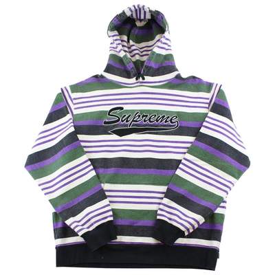 Supreme Striped Hooded Sweatshirt Purple