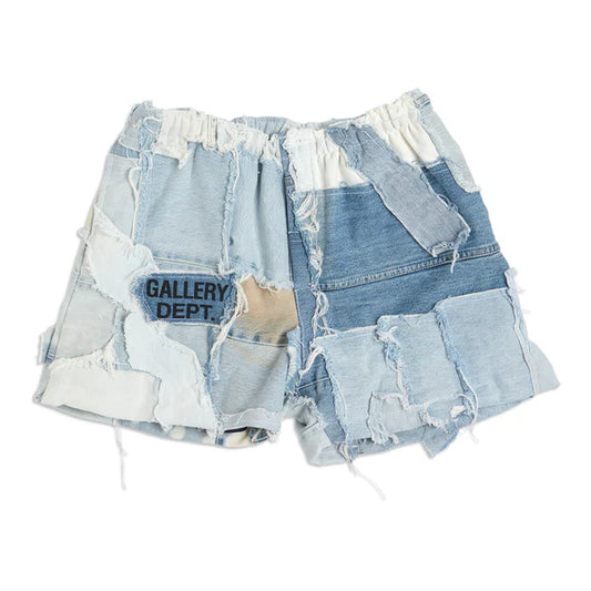 PATCHWORK DENIM ZUMA SHORTS