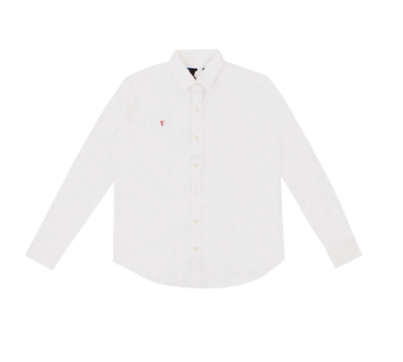 Vlone Embroidered Long Sleeve Button Up White