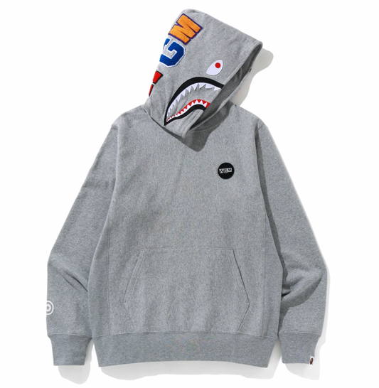 BAPE Shark Emblem Pullover Hoodie Grey