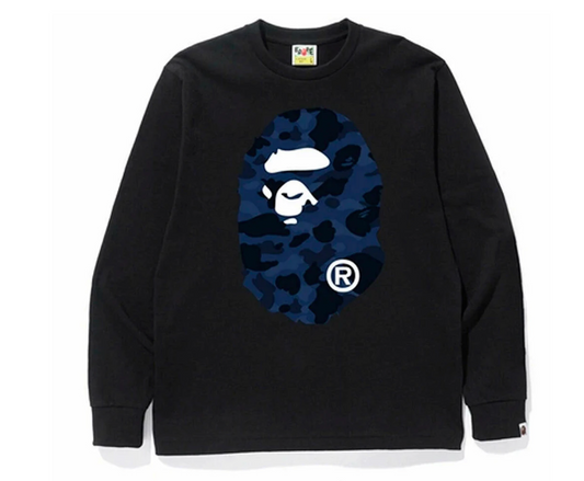 BAPE Color Camo Big Ape Head L/S Tee Black/Blue/White