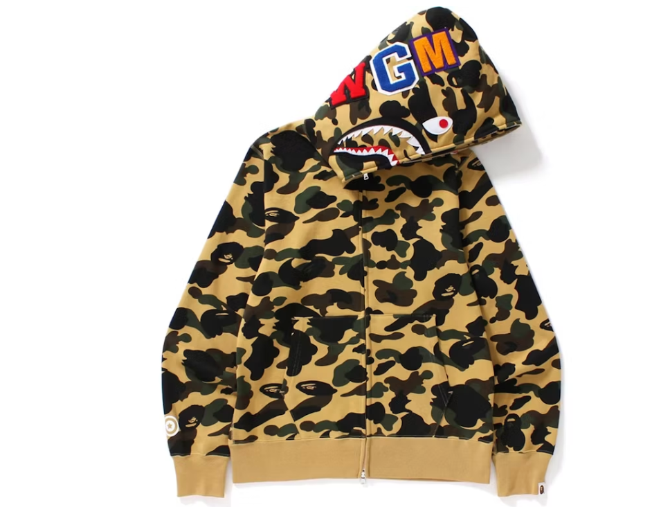 BAPE 1st Camo Shark Full Zip Hoodie Yellow