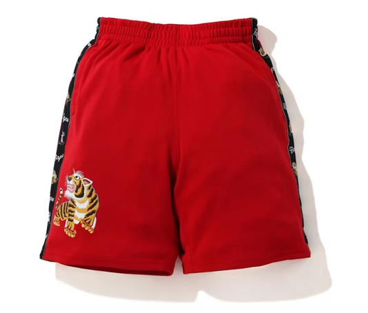 BAPE Tiger Jersey Wide Shorts Red