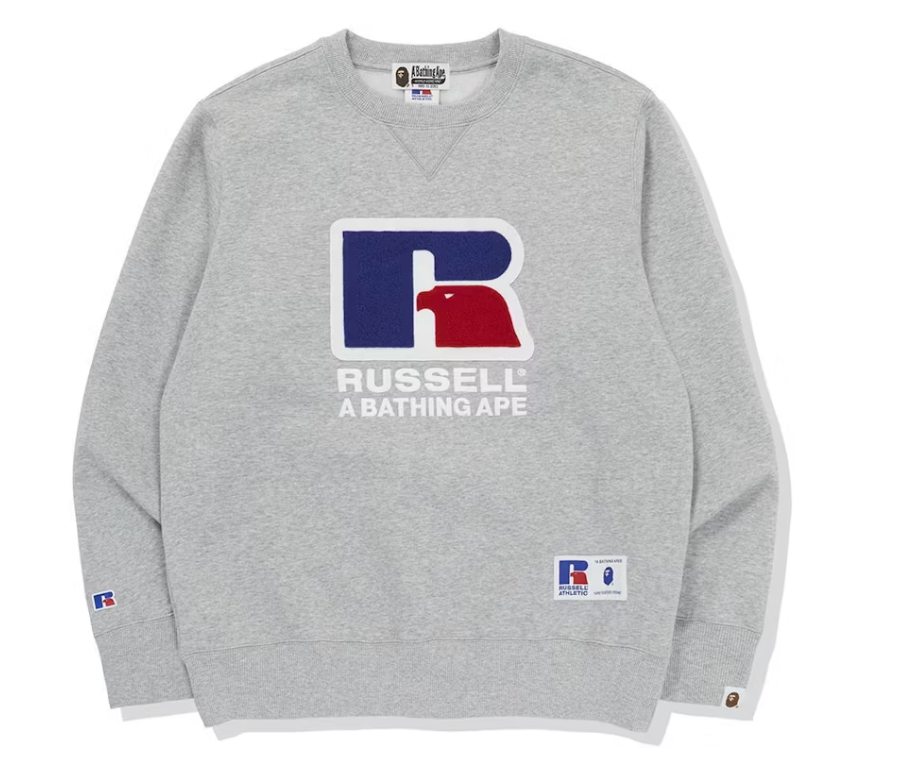 BAPE x Russell Crewneck Gray