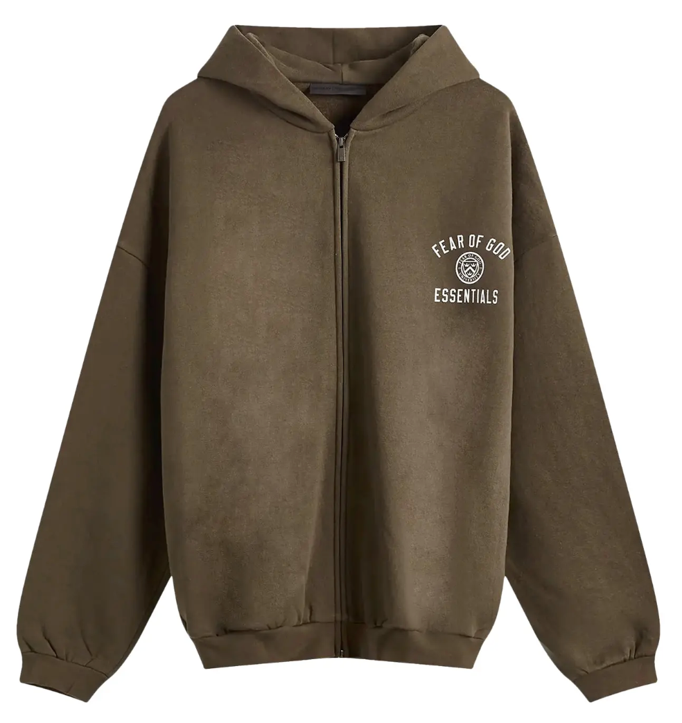 Fear of God Essentials Fleece Full Zip Hoodie 'Brown'