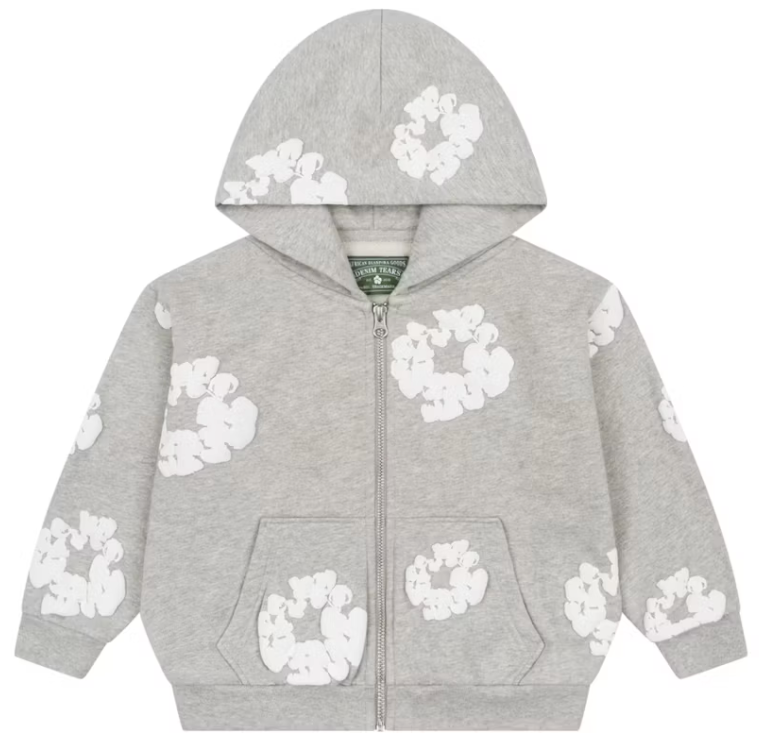 Denim Tears Kids Cotton Wreath Zip Hoodie Grey