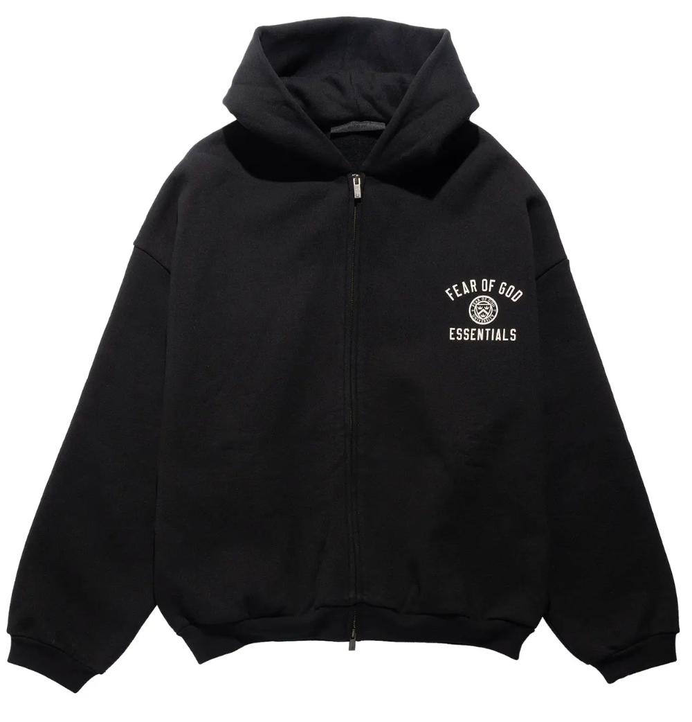 Fear of God Essentials Heavy Fleece Full Zip Hoodie 'Black'