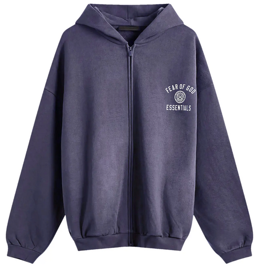 Fear of God Essentials Heavy Fleece Full Zip Hoodie 'Marine Blue'