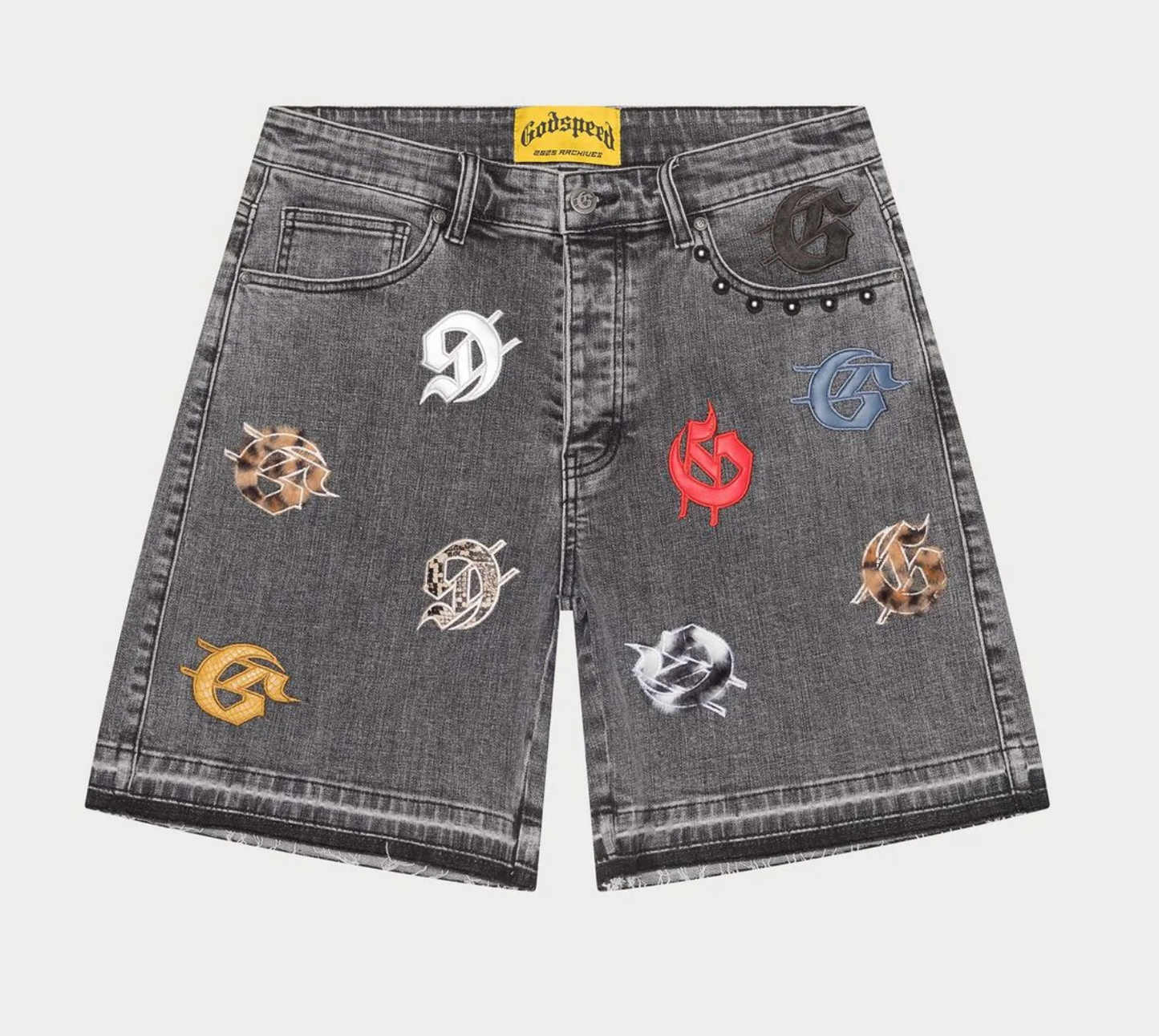 Godspeed patch denim Infinity Shorts Black