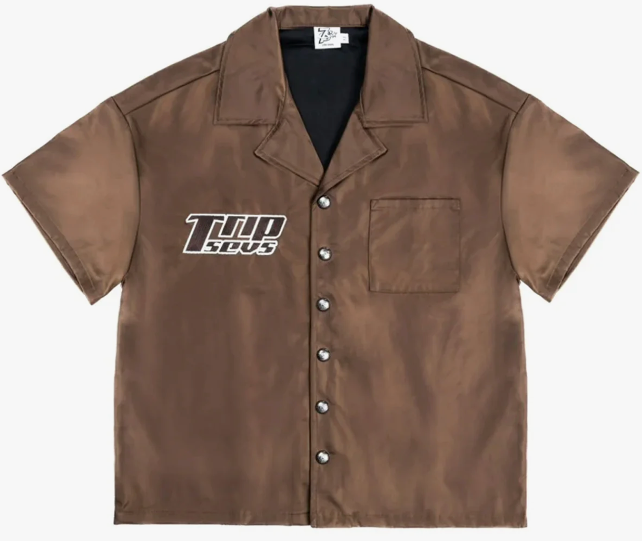 Triple Sevens Nylon Button Up Brown