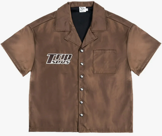 Triple Sevens Nylon Button Up Brown