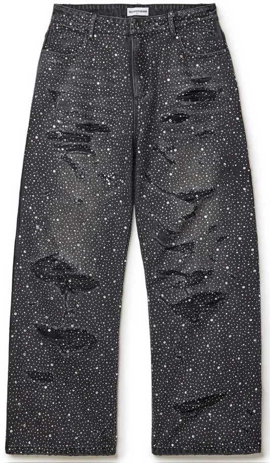 Vale Forever Rain Rhinestone Denim Jeans Black