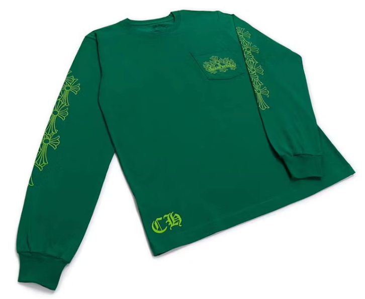 Chrome Hearts Cemetery Cross Long Sleeve Kelly Green/Glo Green