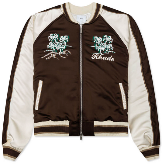 rhude crepe satin souvenir jacket Brown