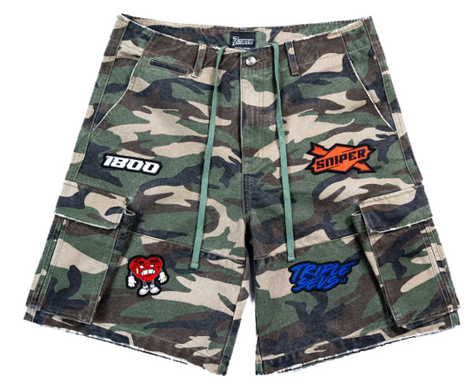 Triple Sevens x Sniper Gang Camo Shorts