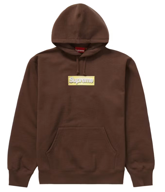 Supreme Bling Box Logo Hooded Sweatshirt Dark Brown