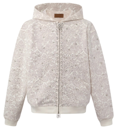 BIRTH OF ROYAL CHILD white pearl-embellished zip-up hoodie