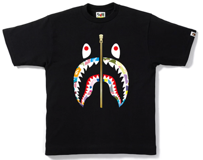BAPE Multi Camo Shark Tee Black