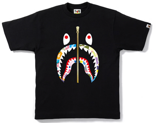 BAPE Multi Camo Shark Tee Black