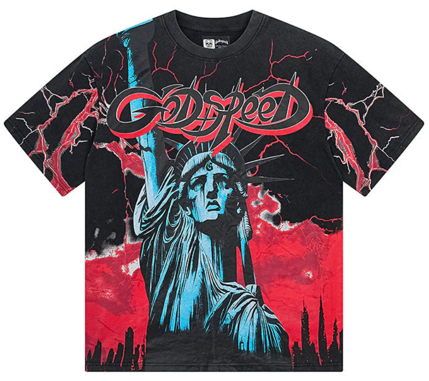 GODSPEED Statue Of Liberty T-shirt Black/Red