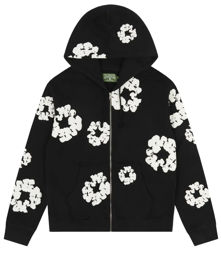 Denim Tears Cotton Wreath Zip Hoodie 'Black'