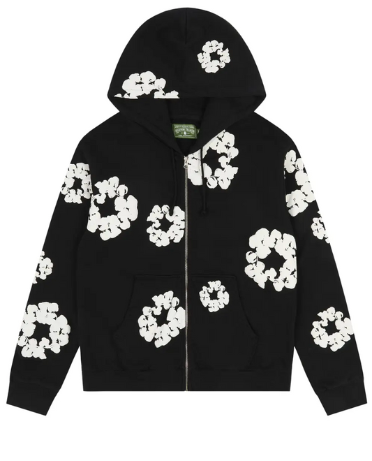 Denim Tears Cotton Wreath Zip Hoodie 'Black'