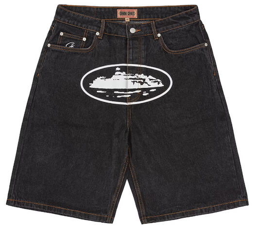 Corteiz Alcatraz Denim Shorts Washed Black