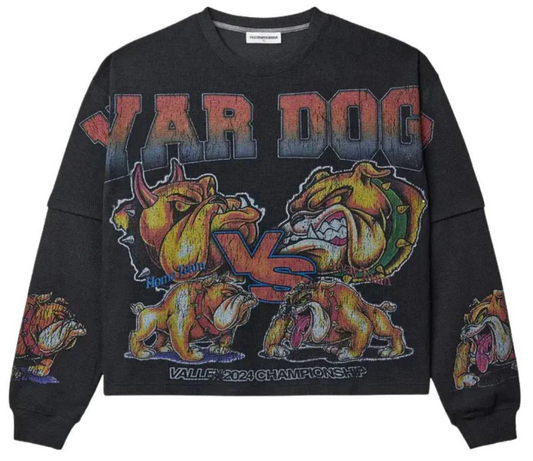 VALE FOREVER WAR DOG THERMAL CREWNECK BLACK