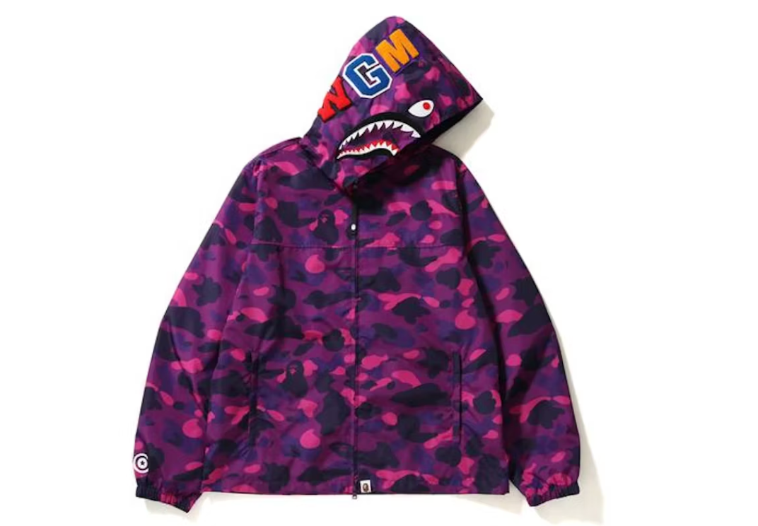 BAPE Color Camo Shark Hoodie Jacket Purple