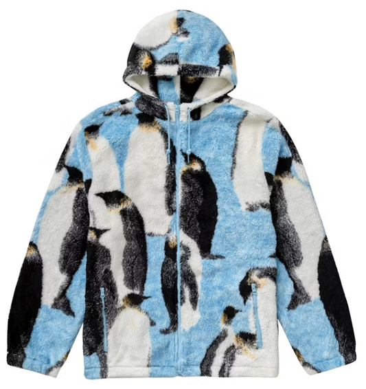 Supreme Penguins Hooded Fleece Jacket Blue