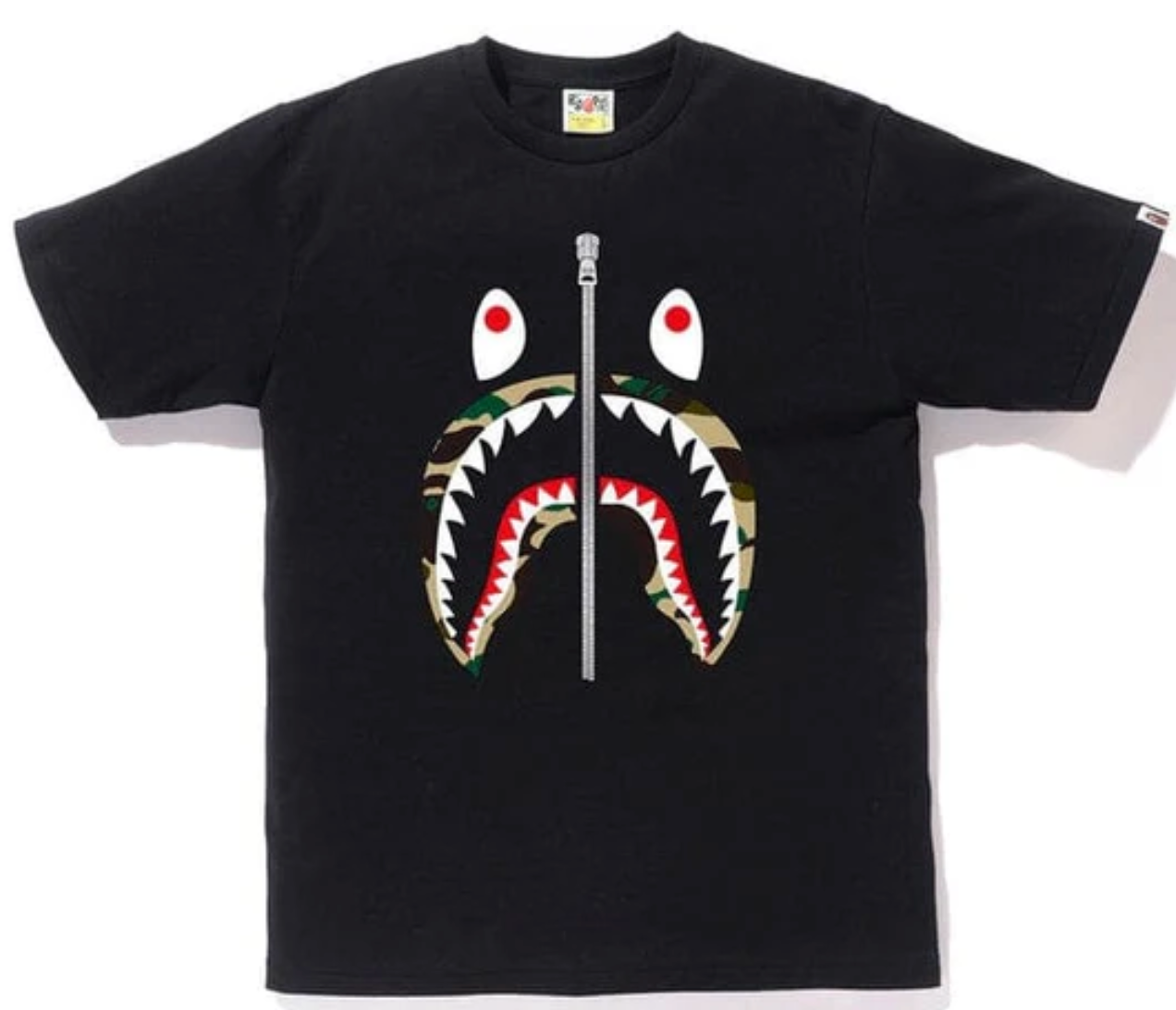 BAPE 1ST CAMO SHARK TEE BLACK/YELLOW