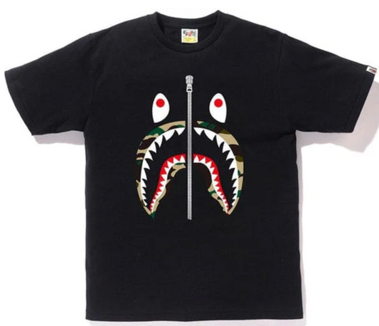 BAPE 1ST CAMO SHARK TEE BLACK/YELLOW