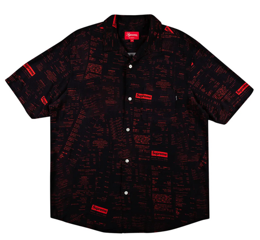 Supreme Receipts Rayon Short-Sleeve Shirt 'Black'