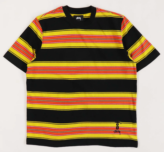 Stussy Multi Stripe T Shirt Black